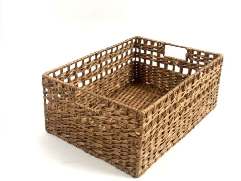Premium Rectangular PE Resin Woven Basket with Integrated Handles